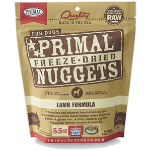 Primal Lamb Formula Nuggets Grain-Free Raw Freeze-Dried Dog Food, 5.5-oz