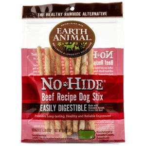 Earth Animal No-Hide Beef Chew, STIX, 10 Pack