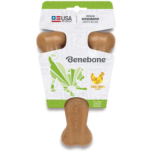 Benebone Chicken Flavor Wishbone Tough Dog Chew Toy, Medium