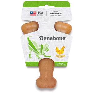 Benebone Chicken Flavor Wishbone Tough Dog Chew Toy, Small