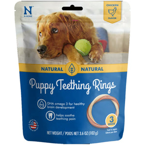 N-Bone Puppy Teething Ring Chicken Flavor Dog Treats, 3 Pack