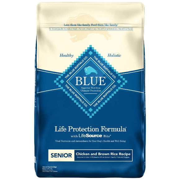 Blue Buffalo Life Protection Formula Senior Chicken & Brown Rice Recipe Dry Dog Food, 30-lb