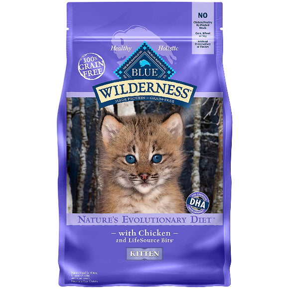 Blue Buffalo Wilderness Kitten Chicken Recipe Grain-Free Dry Cat Food, 5-lb