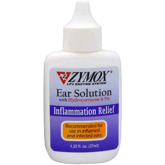 Zymox Ear Solution with .5% Hydrocortisone for Dogs & Cats, 1.25-oz