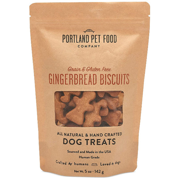 Portland Pet Food Company Gingerbread Biscuits Grain-Free & Gluten-Free Dog Treats, 5-oz