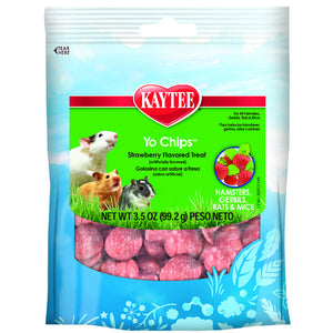 Kaytee Yo Chips Strawberry Flavored Yogurt Chips Small Animal Treats, 3.5-oz