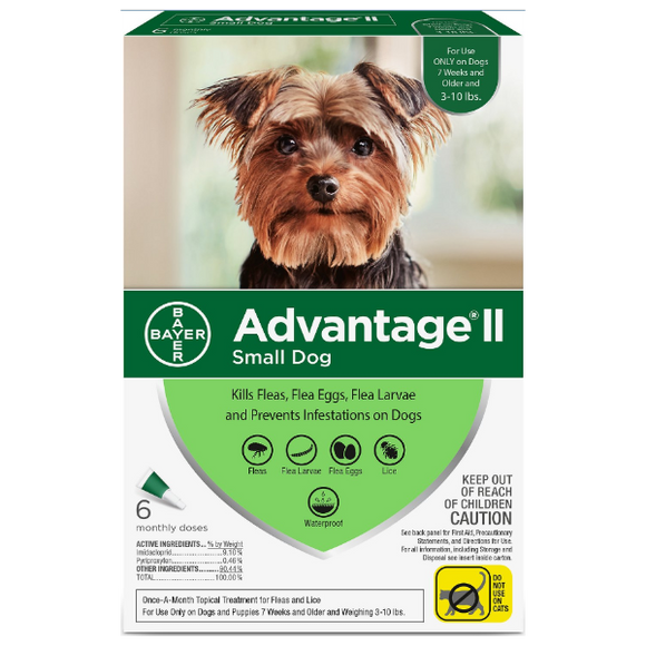 Advantage II Dog Small 3‐10 lbs. 6 Pack