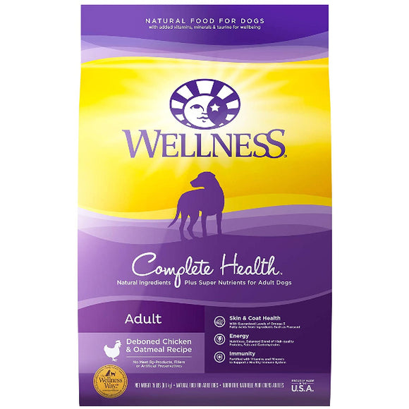 Wellness Complete Health Adult Deboned Chicken & Oatmeal Recipe Dry Dog Food, 30-lb