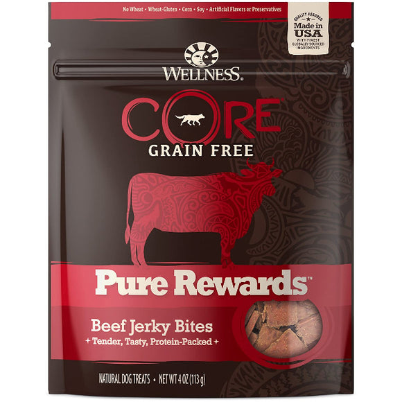 Wellness CORE Pure Rewards Grain-Free Beef Jerky Bits Dog Treats, 4-oz