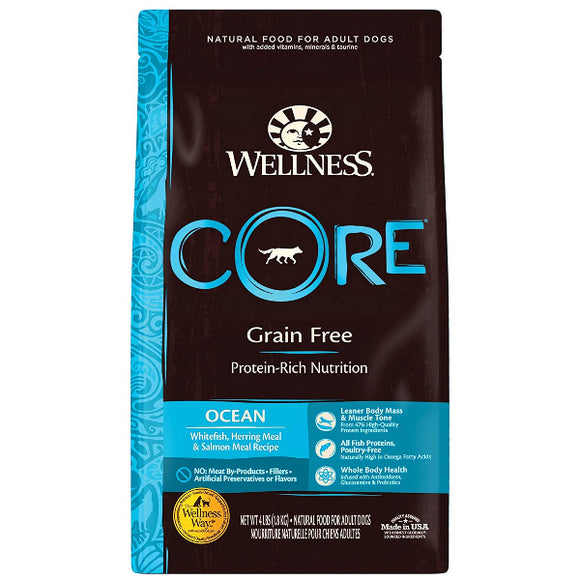 Wellness CORE Grain-Free Ocean Whitefish, Herring & Salmon Recipe Dry Dog Food, 4-lb
