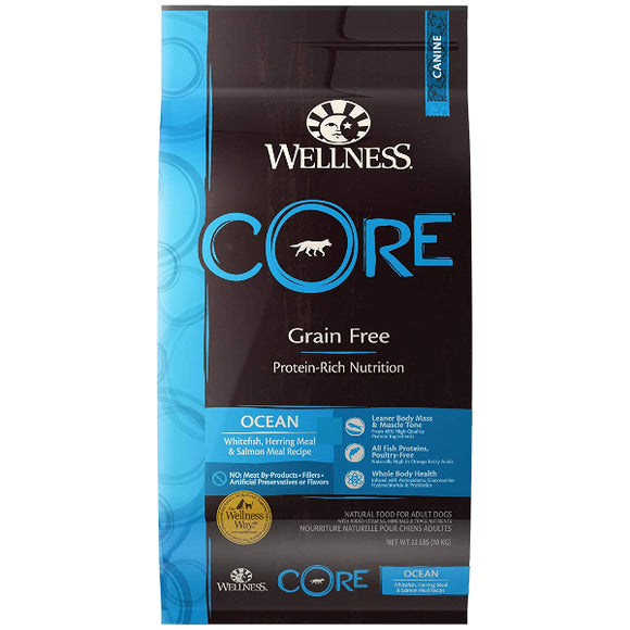 Wellness CORE Grain-Free Ocean Whitefish, Herring & Salmon Recipe Dry Dog Food, 22-lb