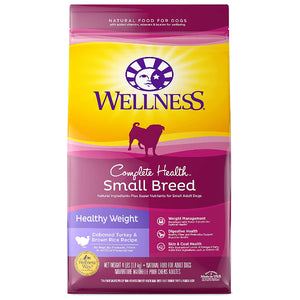 Wellness Small Breed Complete Health Adult Healthy Weight Turkey & Brown Rice Recipe Dry Dog Food, 4-lb
