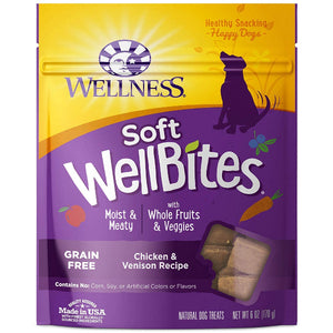 Wellness WellBites Grain-Free Chicken & Venison Recipe Soft & Chewy Dog Treats, 6-oz