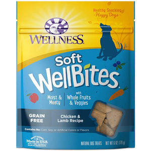 Wellness WellBites Grain-Free Chicken & Lamb Recipe Soft & Chewy Dog Treats, 6-oz