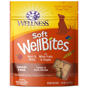 Wellness WellBites Grain-Free Turkey & Duck Recipe Soft & Chewy Dog Treats, 6-oz
