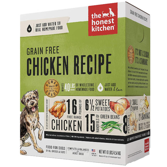 The Honest Kitchen Chicken Recipe Grain-Free Dehydrated Dog Food, 10-lb Box, Makes 40-lb of Food