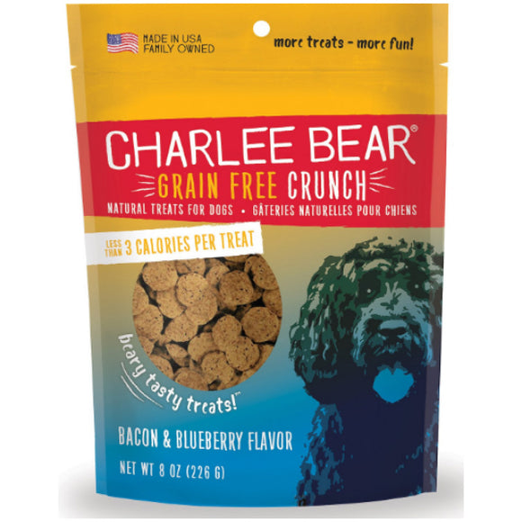 Charlee Bear Natural Bear Crunch Bacon & Blueberry Grain-Free Dog Treats, 8-oz