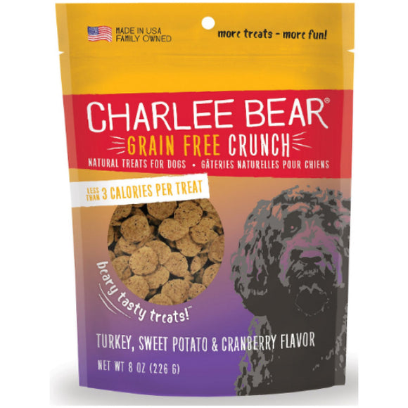 Charlee Bear Natural Bear Crunch Turkey, Sweet Potato & Cranberry Grain-Free Dog Treats, 8-oz
