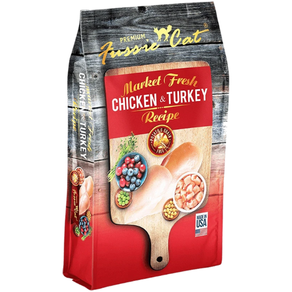 Fussie Cat Market Fresh Chicken & Turkey Recipe Grain-Free Dry Cat Food, 2-lb