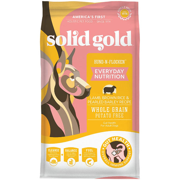 Solid Gold Hund-n-Flocken Lamb, Brown Rice & Pearled Barley Recipe Whole Grain Adult Dry Dog Food, 5-lb