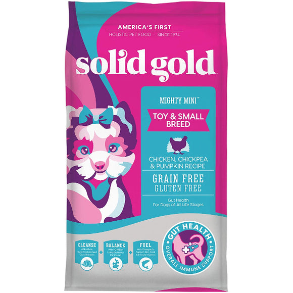 Solid Gold Mighty Mini Toy & Small Breed Chicken & Pumpkin Grain-Free Dry Dog Food, 11-lb