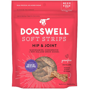 Dogswell Jerky Hip & Joint Duck Recipe Grain-Free Dog Treats, 10-oz