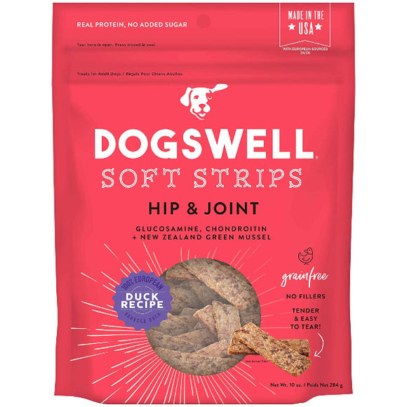 Dogswell Jerky Hip & Joint Duck Recipe Grain-Free Dog Treats, 10-oz