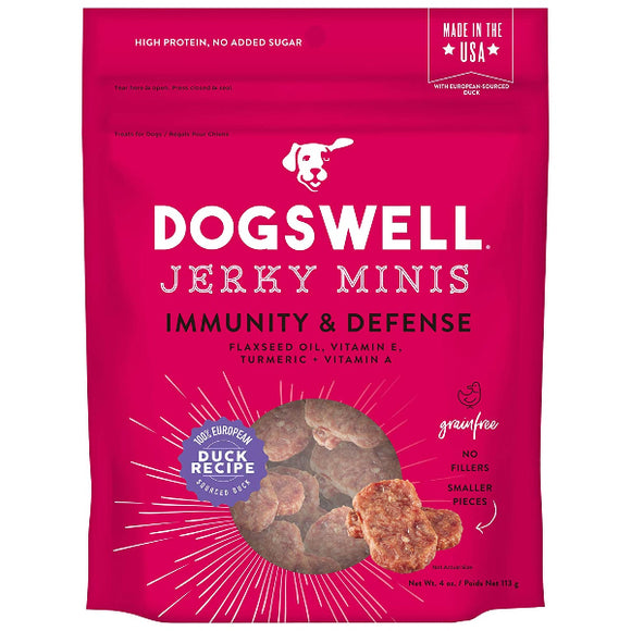 Dogswell Jerky Minis Immunity & Defense Duck Recipe Grain-Free Dog Treats, 4-oz