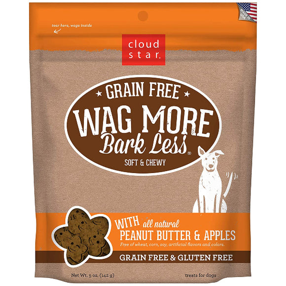 Wag More Bark Less Grain-Free Soft & Chewy with Peanut Butter & Apples Dog Treats, 5-oz