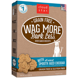 Wag More Bark Less Grain-Free Oven Baked with Smooth Aged Cheddar Dog Treats, 14-oz