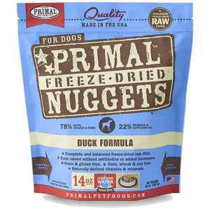 Primal Duck Formula Nuggets Grain-Free Raw Freeze-Dried Dog Food, 14-oz