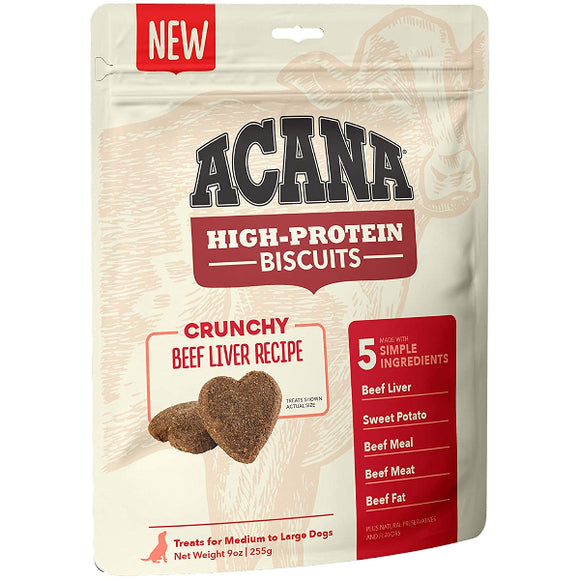 ACANA High-Protein Biscuits Crunchy Beef Liver Recipe, Medium & Large Breed, 9-oz