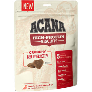 ACANA High-Protein Biscuits Crunchy Beef Liver Recipe, Small & Medium Breed, 9-oz