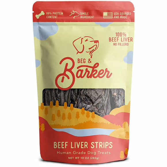 Beg & Barker Beef Liver Strips Dog Jerky Treats, 10-oz