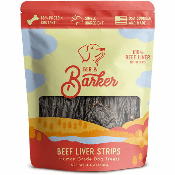 Beg & Barker Beef Liver Strips Dog Jerky Treats, 4-oz