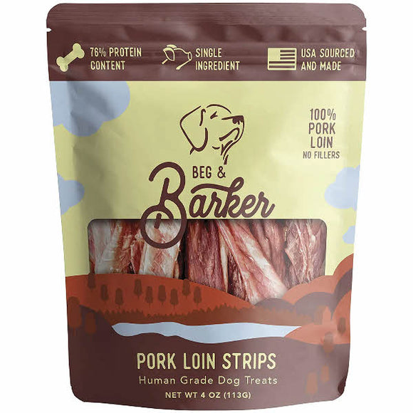 Beg & Barker Pork Loin Strips Dog Jerky Treats, 4-oz