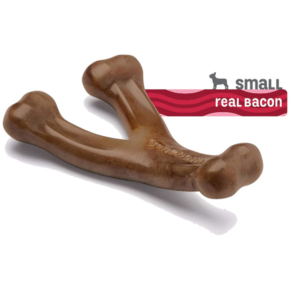 Benebone Bacon Flavor Wishbone Tough Dog Chew Toy, Small