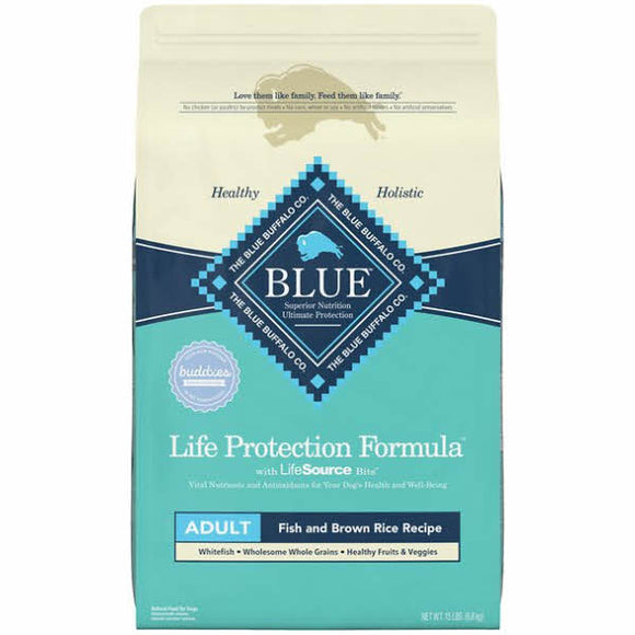 Blue Buffalo Life Protection Formula Adult Fish & Brown Rice Recipe Dry Dog Food, 15-lb