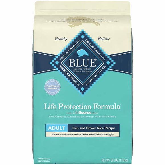 Blue Buffalo Life Protection Formula Adult Fish & Brown Rice Recipe Dry Dog Food, 30-lb