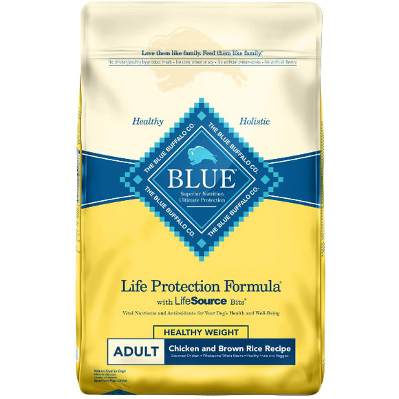 Blue Buffalo Life Protection Formula Healthy Weight Adult Chicken & Brown Rice Recipe Dry Dog Food, 15-lb