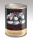 Maximum Bully Savory Chicken Cubes in Gravy 13.2 oz (374g) can dog food.