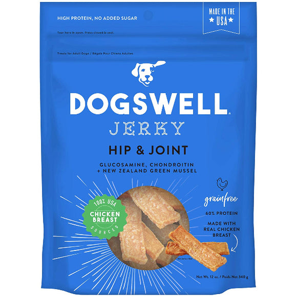Dogswell Jerky Hip & Joint Chicken Recipe Grain-Free Dog Treats, 12-oz