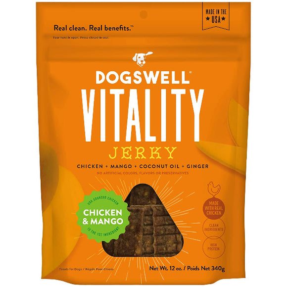 Dogswell Vitality Chicken & Mango Jerky Dog Treats, 12-oz