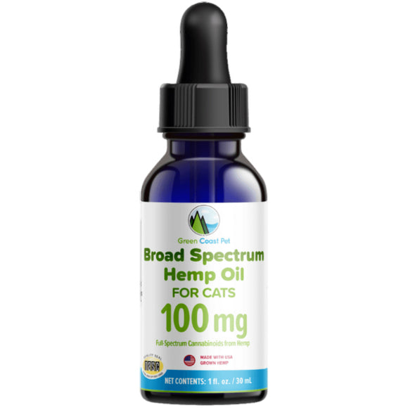 Green Coast Pet Broad-Spectrum Hemp Oil Dropper for Cats, 100 mg