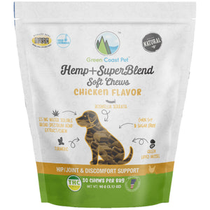 Green Coast Pet Chicken Flavor Hemp + SuperBlend Soft Chews for Dogs, 30 Count