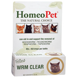 HomeoPet WRM Clear Supplement for Cats, 15-mL