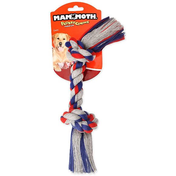 Mammoth Flossy Chews' Braidys 2 Knot Rope Bone Dog Toy, Medium, Color Varies