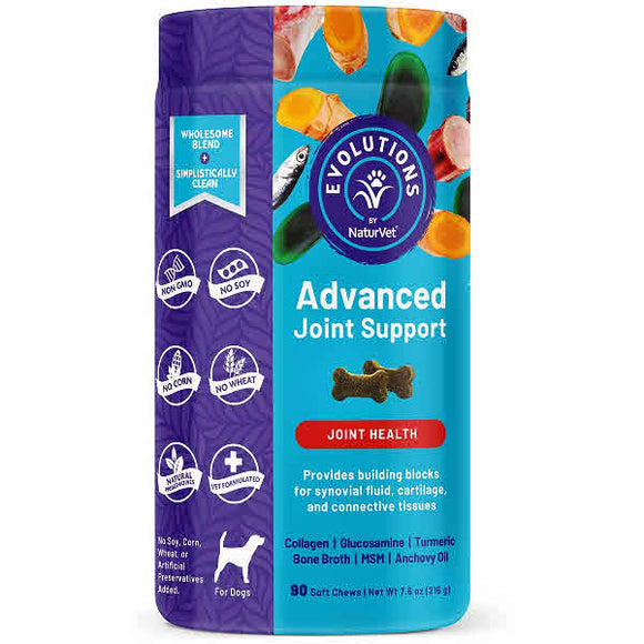 NaturVet Evolutions Advanced Joint Support Soft Chews Dog Supplements, 90 Soft Chews
