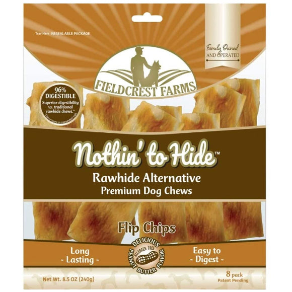 Nothin' To Hide Flip Chips Peanut Butter Flavor Rawhide Alternative Dog Chews, 8 Pack