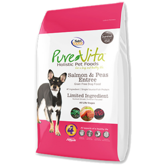 Pure Vita Dog Dry Grain Free Salmon & Peas, 15-lb